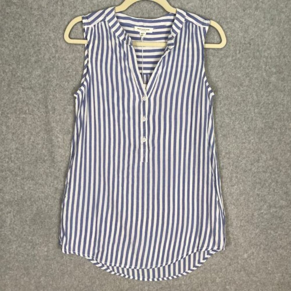 Beach Lunch Lounge Top Womens XS Blue White Striped Tank Tunic Nautical Resort